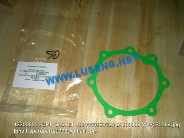 ,12200650 PUMP GASKET 4110000189026 SP105399 W47070168