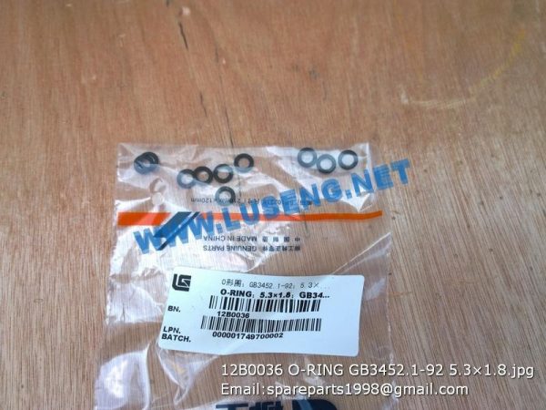 LIUGONG SPARE PARTS,12B0036,O-RING,12B0036 O-RING LIUGONG SPARE PARTS O/5.3X1.8